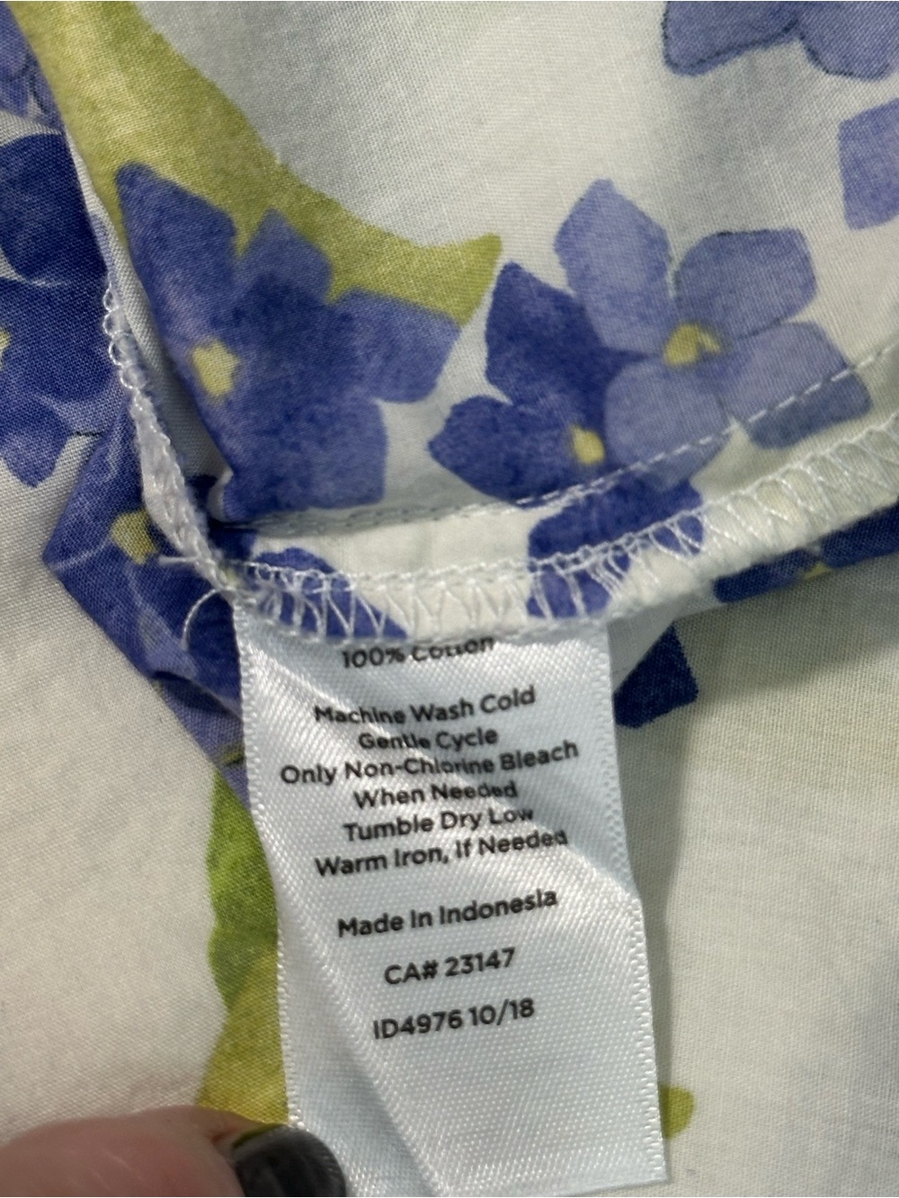 Talbots White Long-Sleeve Hydrangea Print Top - Floral purple-green Cotton - Picture 7 of 9